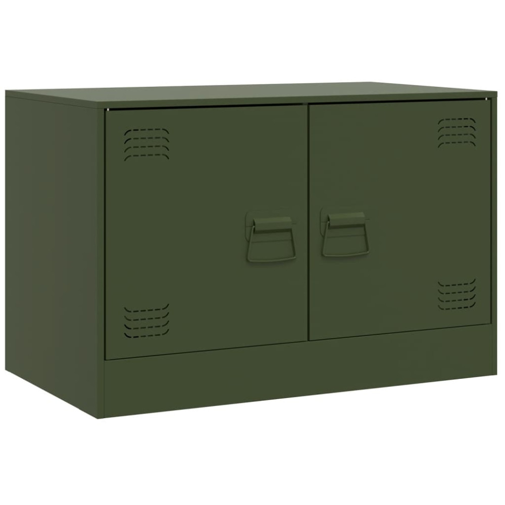 Produktbild för TV-skåp 2 st olivgrön 67x39x44 cm stål