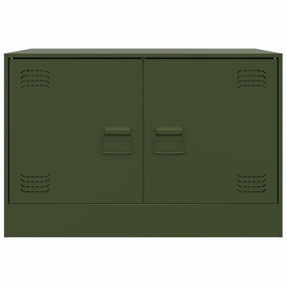Produktbild för TV-skåp 2 st olivgrön 67x39x44 cm stål