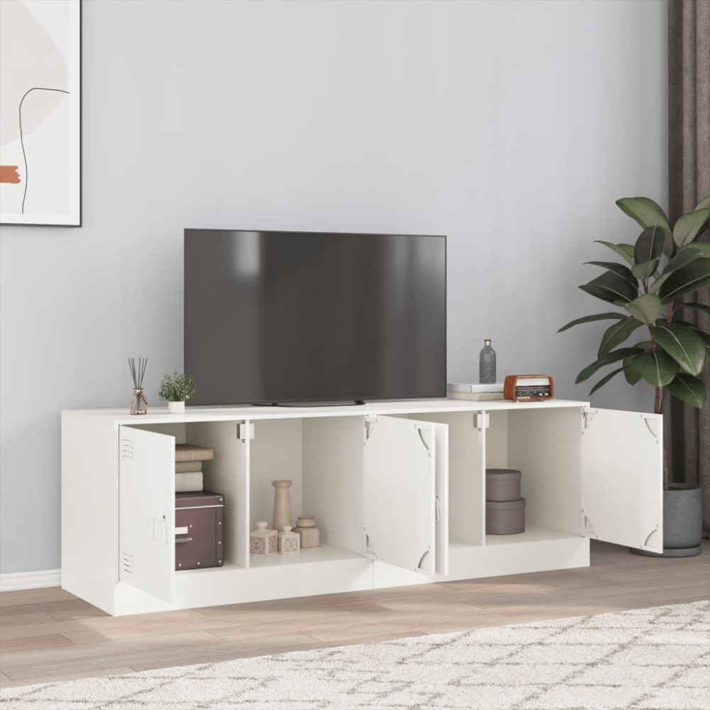 Produktbild för TV-skåp 2 st vit 67x39x44 cm stål