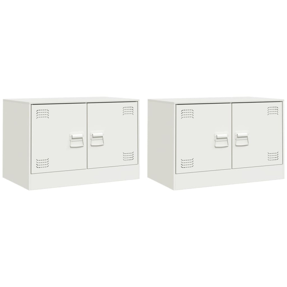 Produktbild för TV-skåp 2 st vit 67x39x44 cm stål