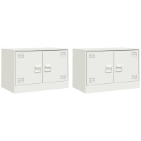 Produktbild för TV-skåp 2 st vit 67x39x44 cm stål