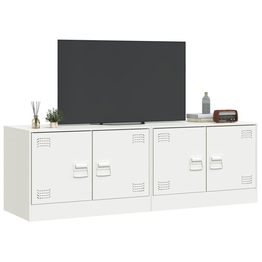 Produktbild för TV-skåp 2 st vit 67x39x44 cm stål