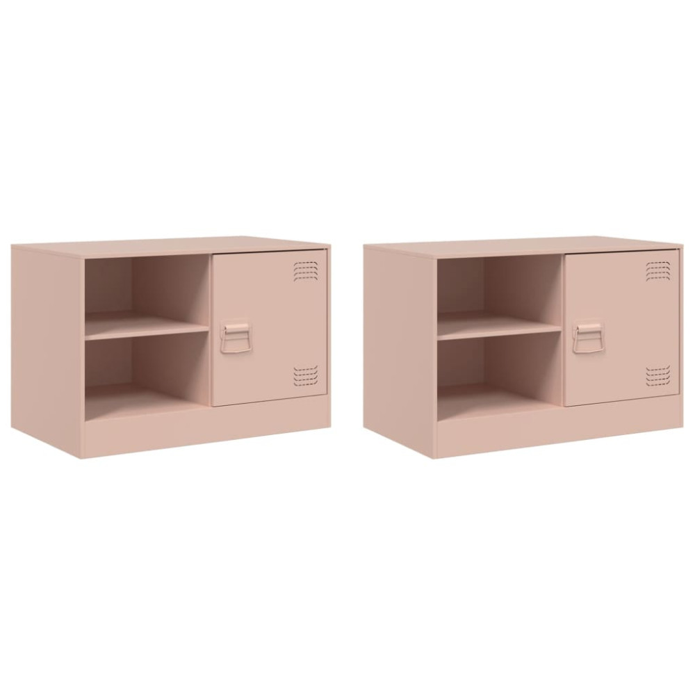 Produktbild för TV-skåp 2 st rosa 67x39x44 cm stål