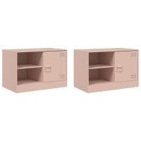 Produktbild för TV-skåp 2 st rosa 67x39x44 cm stål