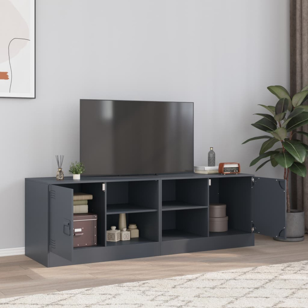 Produktbild för TV-skåp 2 st antracit 67x39x44 cm stål