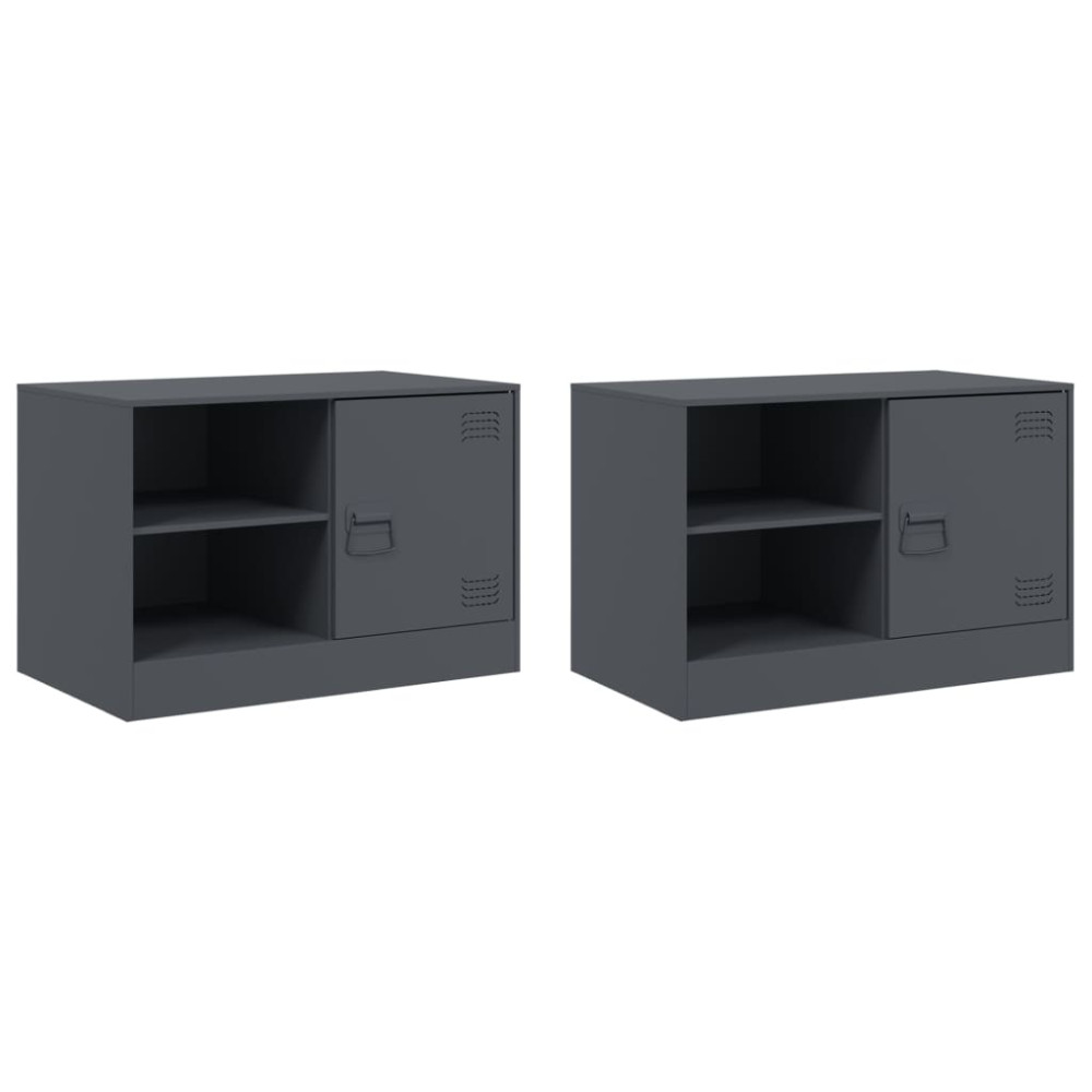 Produktbild för TV-skåp 2 st antracit 67x39x44 cm stål