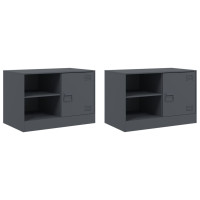 Produktbild för TV-skåp 2 st antracit 67x39x44 cm stål