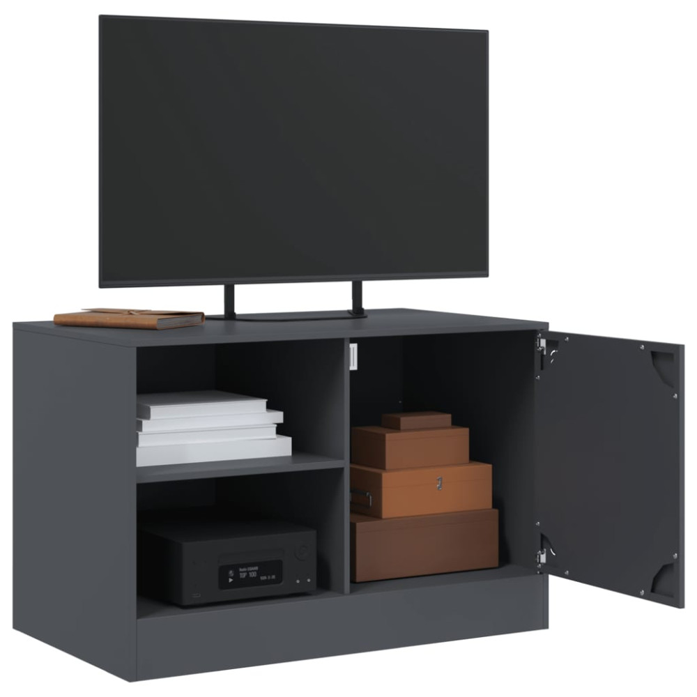 Produktbild för TV-skåp 2 st antracit 67x39x44 cm stål