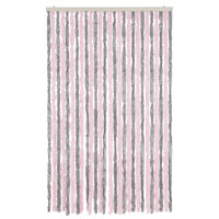 Produktbild för Insektsgardin silvergrå och rosa 118x220 cm chenille