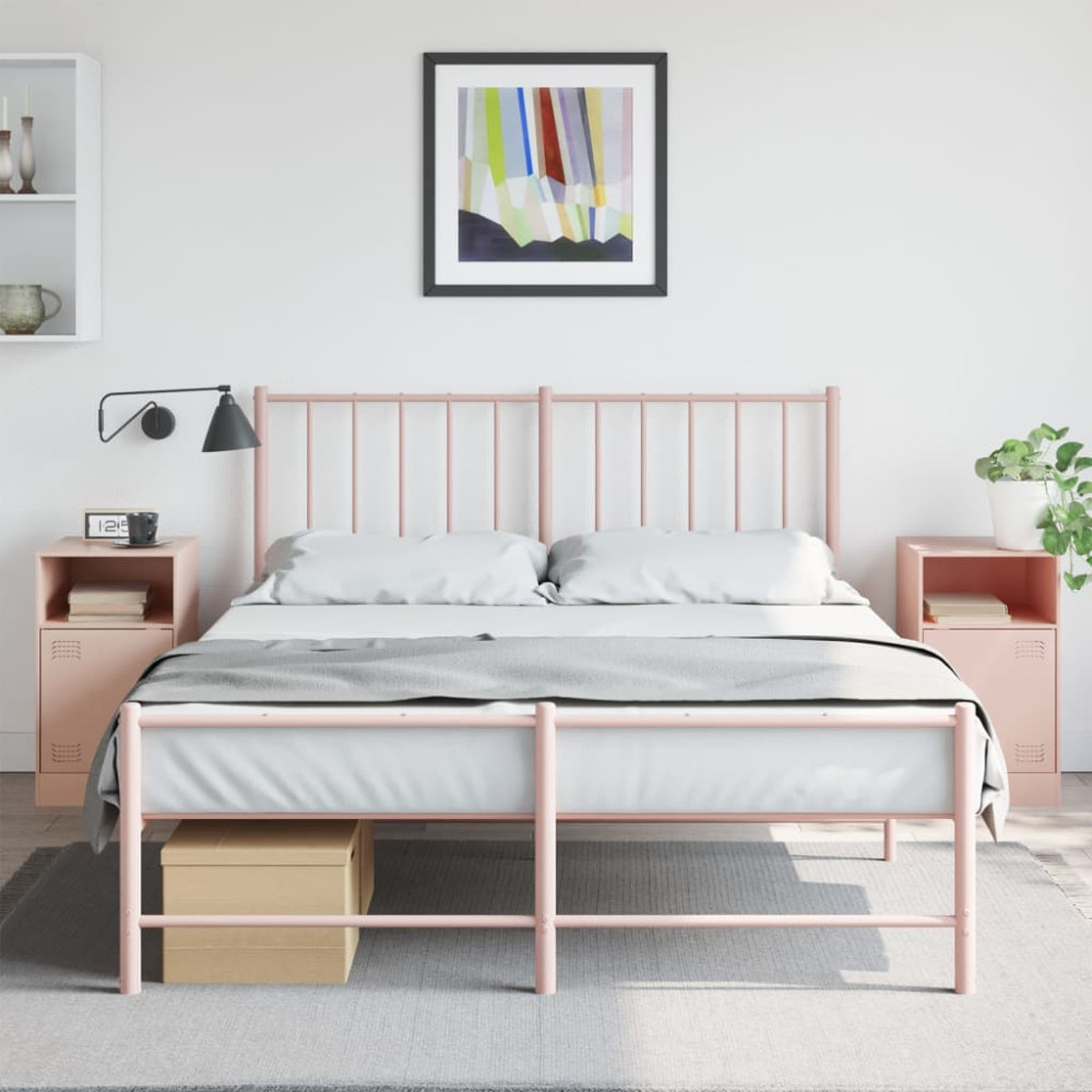 Produktbild för Sängskåp 2 st rosa 34,5x39x62 cm stål