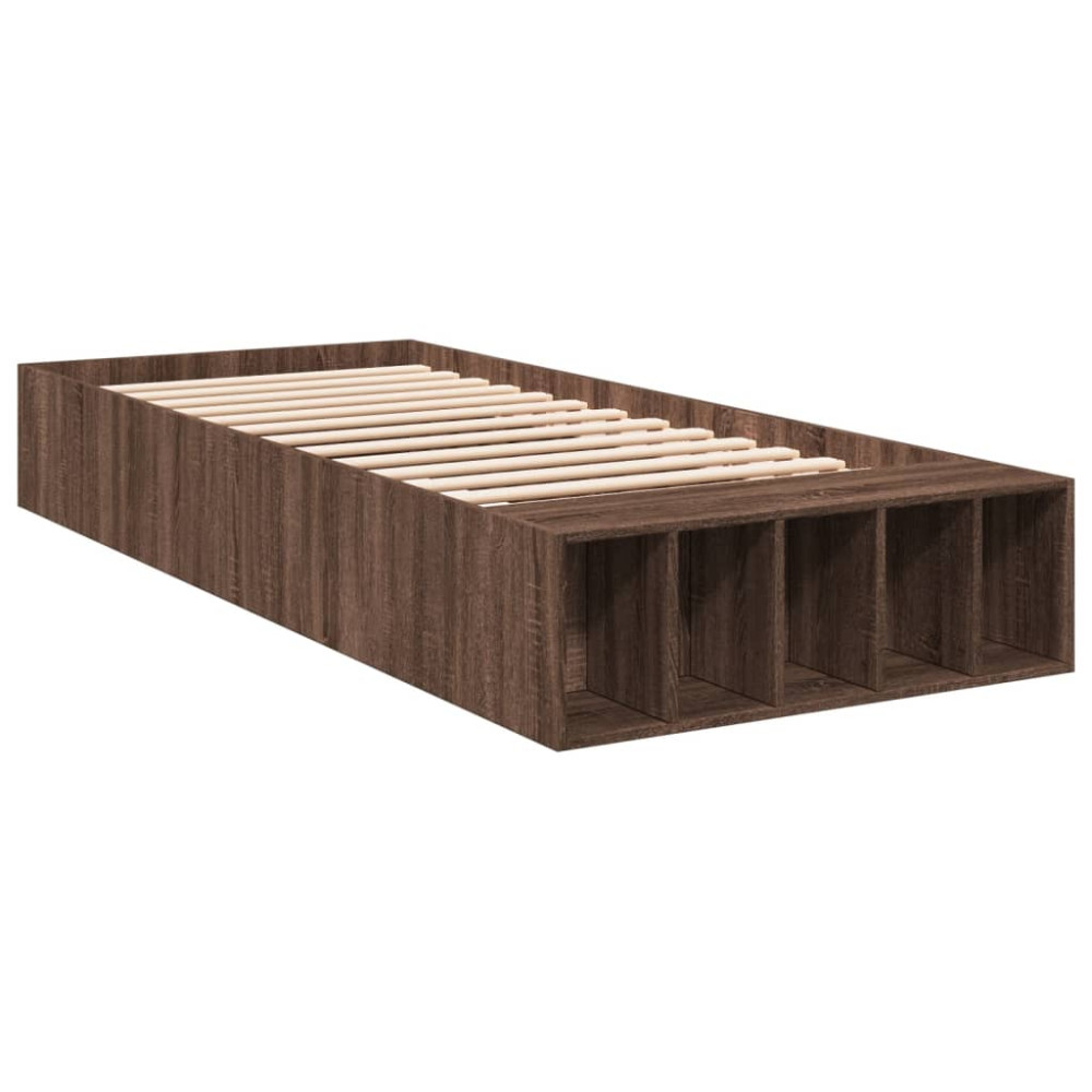 Produktbild för Sängram brun ek 90x200 cm konstruerad trä