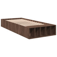 Produktbild för Sängram brun ek 90x200 cm konstruerad trä