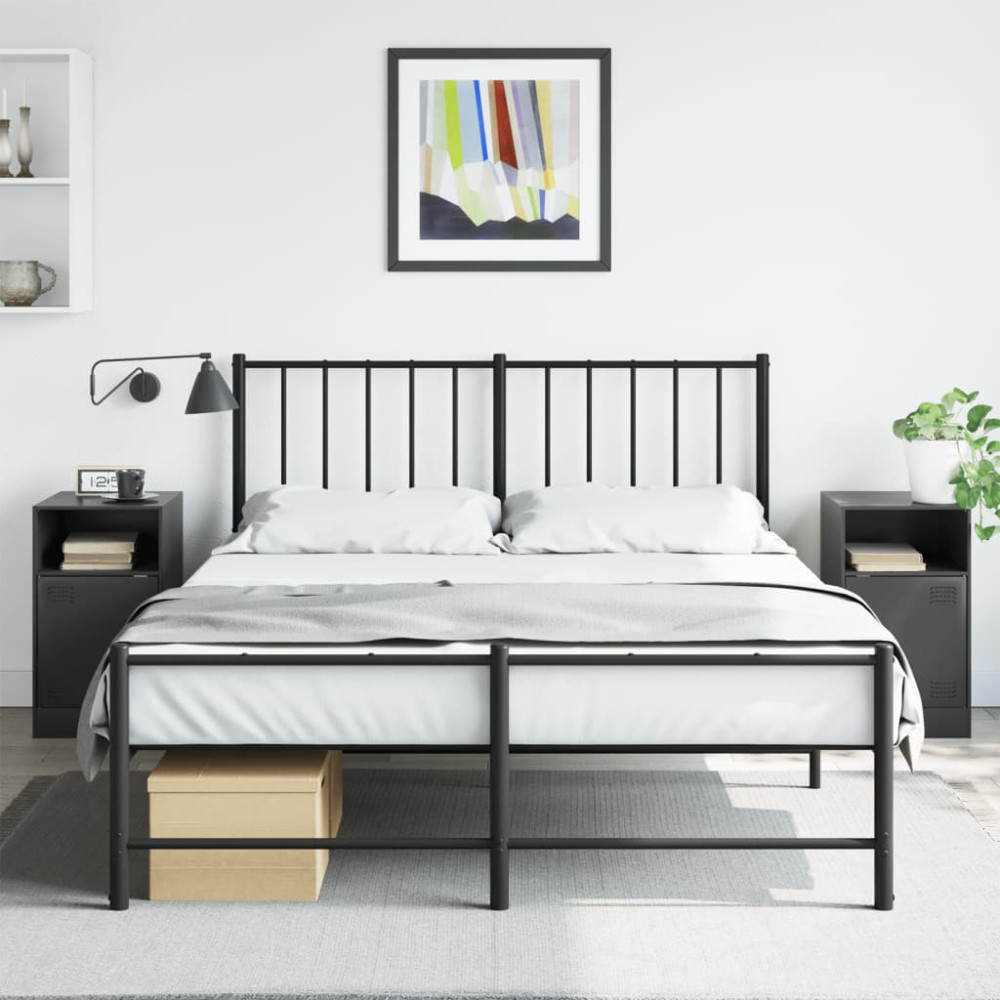Produktbild för Sängskåp 2 st svart 34,5x39x62 cm stål