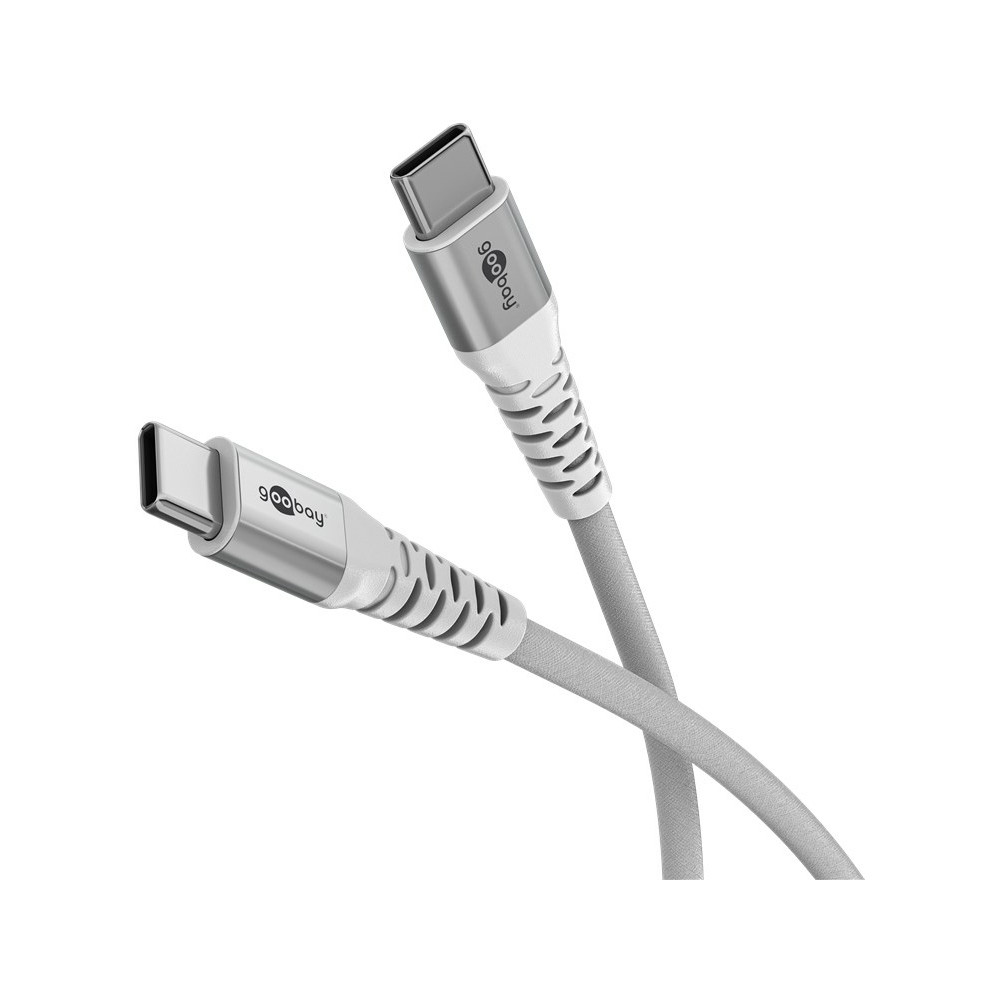 Produktbild för Goobay KAB USB-C (ST-ST) 2m Verbindungskabel Textilmantel White USB-kablar USB 2.0 USB C