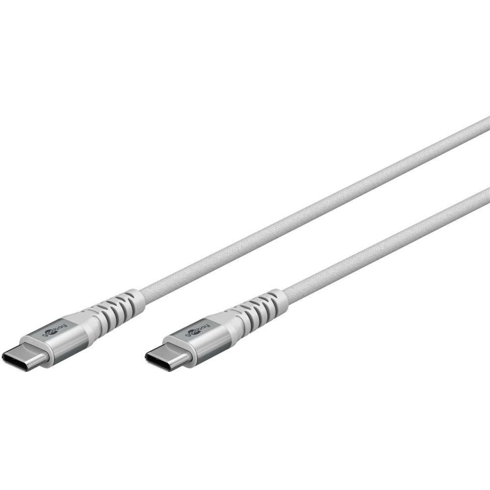Produktbild för Goobay KAB USB-C (ST-ST) 2m Verbindungskabel Textilmantel White USB-kablar USB 2.0 USB C