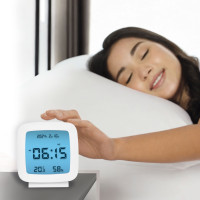 Produktbild för Digital väckarklocka med datum, temp, luftfuktighet