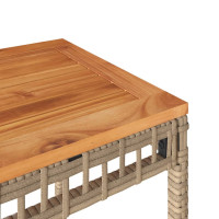 Produktbild för Trädgårdsbord beige mix 38x38x42 cm konstrotting akaciaträ