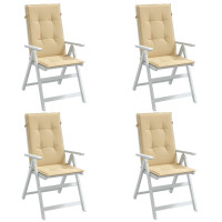 Produktbild för Stolsdynor högt ryggstöd 4 st melerad beige 120x50x4 cm tyg