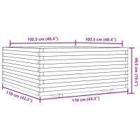 Produktbild för Odlingslåda vaxbrun 110x110x49,5 cm massiv furu