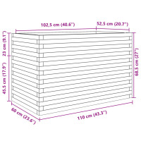 Produktbild för Odlingslåda vaxbrun 110x60x68,5 cm massiv furu