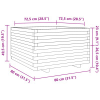 Produktbild för Odlingslåda vaxbrun 80x80x49,5 cm massiv furu