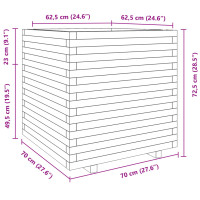 Produktbild för Odlingslåda vaxbrun 70x70x72,5 cm massiv furu