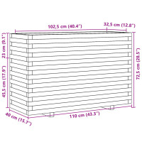 Produktbild för Odlingslåda vit 110x40x72,5 cm massiv furu