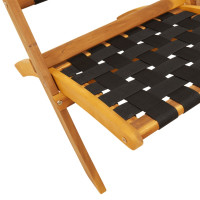 Produktbild för Hopfällbara trädgårdsstolar 2 st med bord svart massivt trä