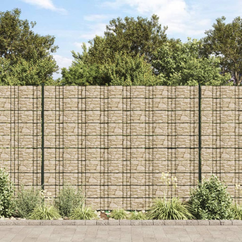 vidaXL Insynsskydd för trädgården stenmotiv beige 35x0,19 m PVC