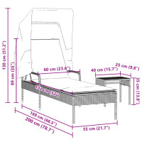 Produktbild för Solsäng med tak och bord beige konstrotting