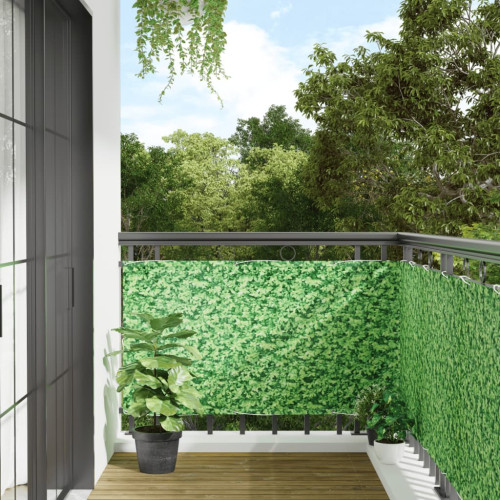 vidaXL Insynsskydd för trädgården växtmotiv grön 600x75 cm PVC