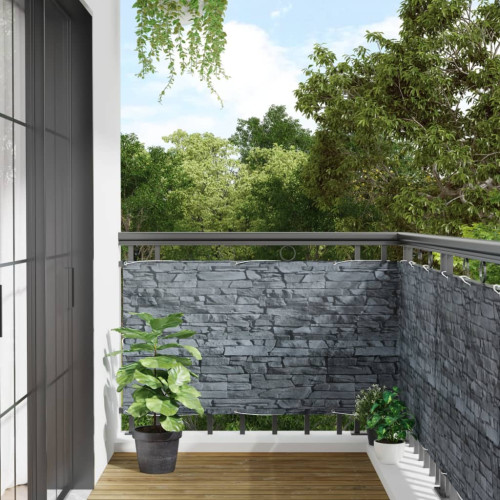 vidaXL Insynsskydd för trädgården stenmotiv grå 400x75 cm PVC