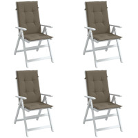 Produktbild för Stolsdynor högt ryggstöd 4 st melerad taupe 120x50x4 cm tyg