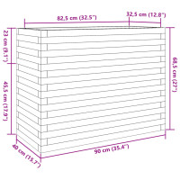 Produktbild för Odlingslåda 90x40x68,5 cm massivt furuträ