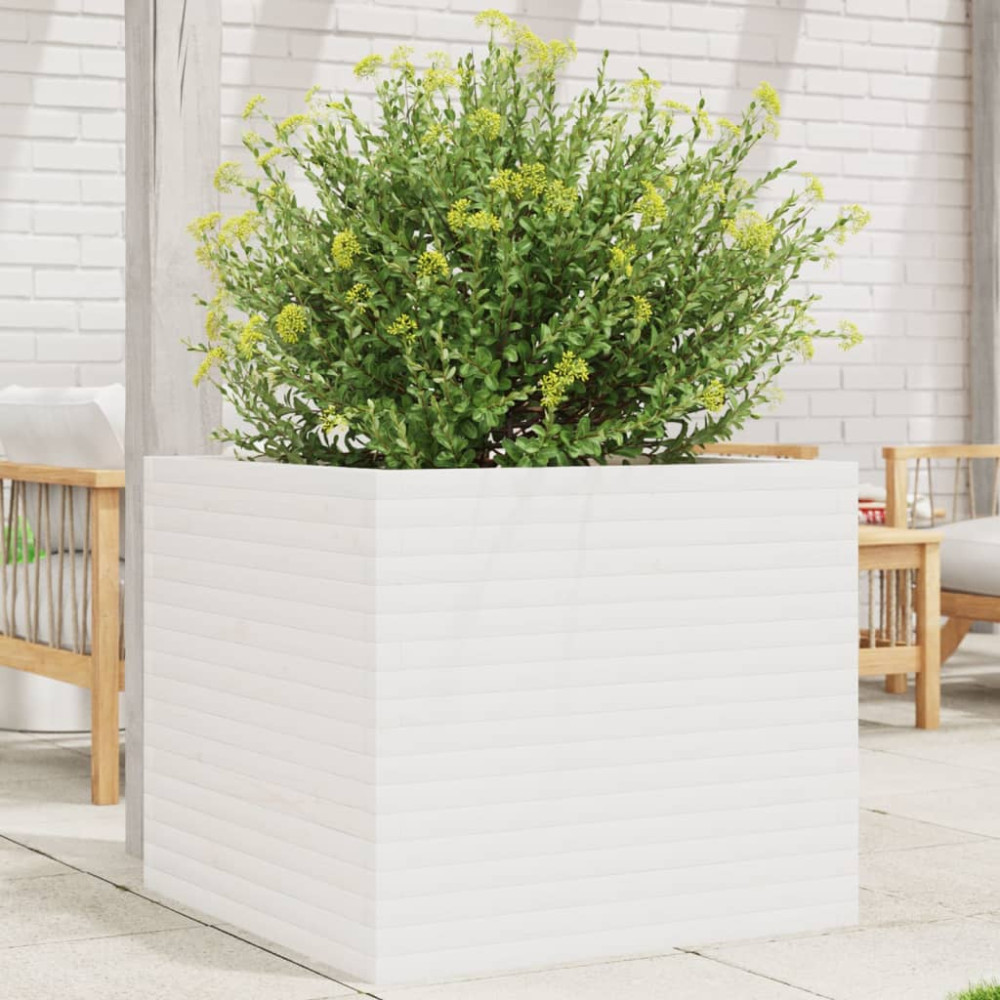 Produktbild för Odlingslåda 80x80x68,5 cm vit massiv furu