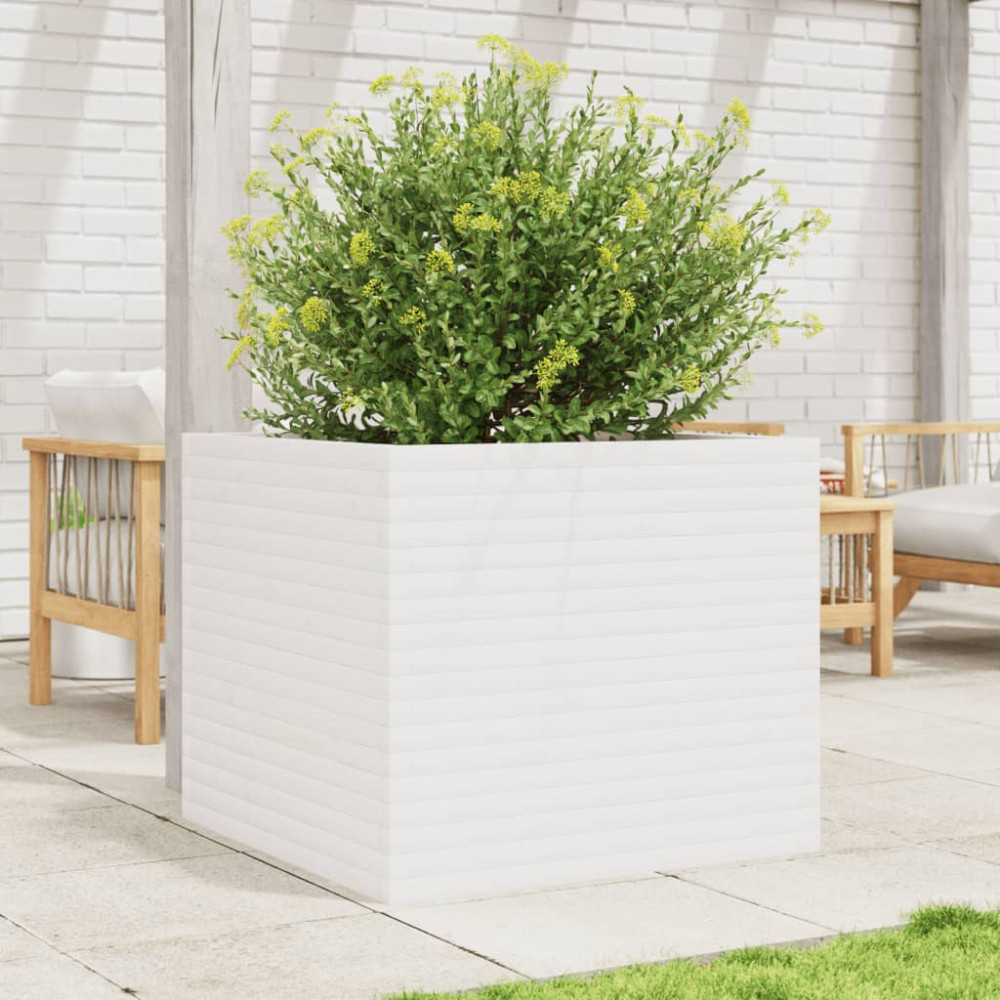 Produktbild för Odlingslåda 80x80x68,5 cm vit massiv furu