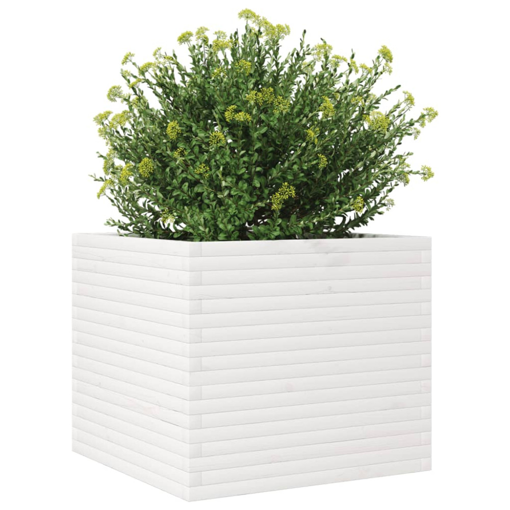 Produktbild för Odlingslåda 80x80x68,5 cm vit massiv furu