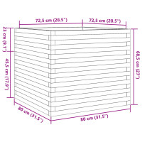 Produktbild för Odlingslåda 80x80x68,5 cm vit massiv furu
