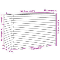 Produktbild för Odlingslåda vaxbrun 110x40x72,5 cm massiv furu