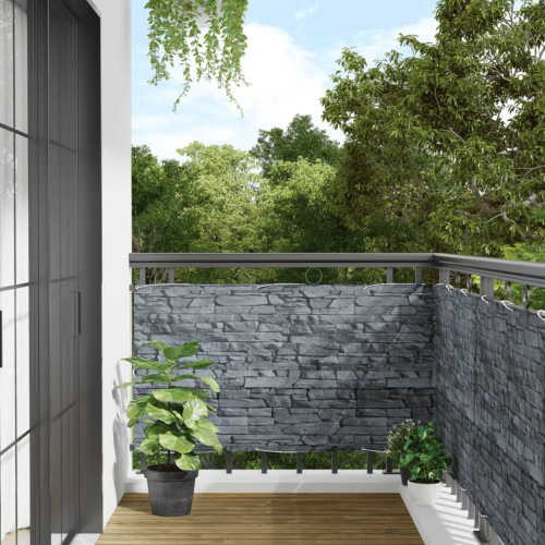 vidaXL Insynsskydd för trädgården stenmotiv grå 300x75 cm PVC