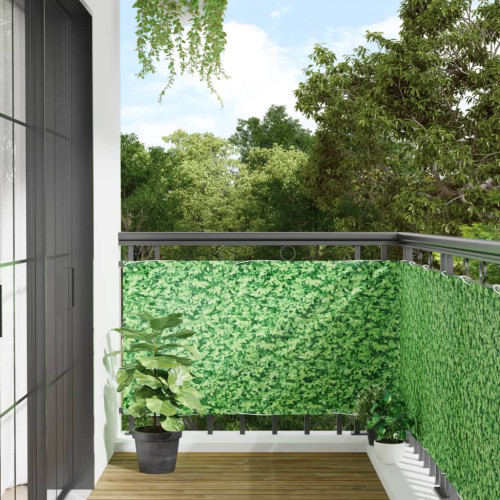 vidaXL Insynsskydd för trädgården växtmotiv grön 300x75 cm PVC