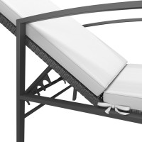 Produktbild för Solsängar 2 st med bord konstrotting svart