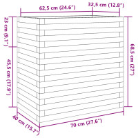 Produktbild för Odlingslåda vaxbrun 70x40x68,5 cm massiv furu