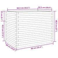 Produktbild för Odlingslåda vaxbrun 90x60x68,5 cm massiv furu