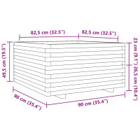 Produktbild för Odlingslåda vaxbrun 90x90x49,5 cm massiv furu