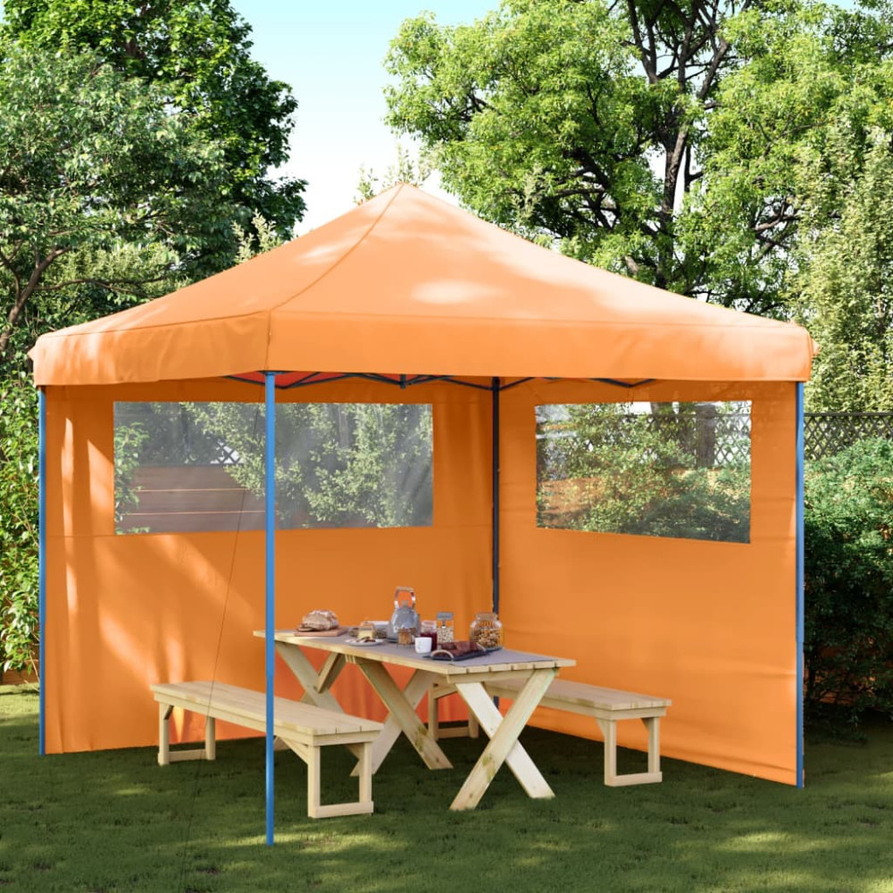 Produktbild för Pop-Up hopfällbart partytält med 2 sidoväggar ORANGE