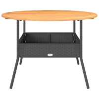 Produktbild för Trädgårdsbord med akaciaträ svart Ø110x71 cm konstrotting