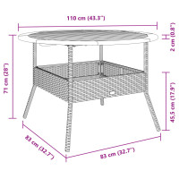 Produktbild för Trädgårdsbord med akaciaträ svart Ø110x71 cm konstrotting