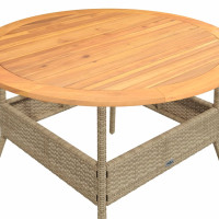 Produktbild för Trädgårdsbord med akaciaträ beige Ø110x71 cm konstrotting