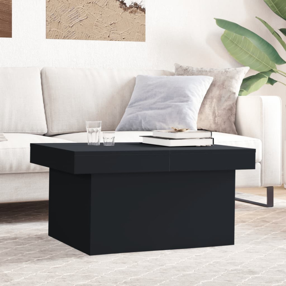Produktbild för Soffbord svart 80x55x40 cm konstruerat trä